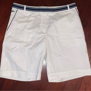 Lacoste White Flat Front Shorts Navy waist Size 36
